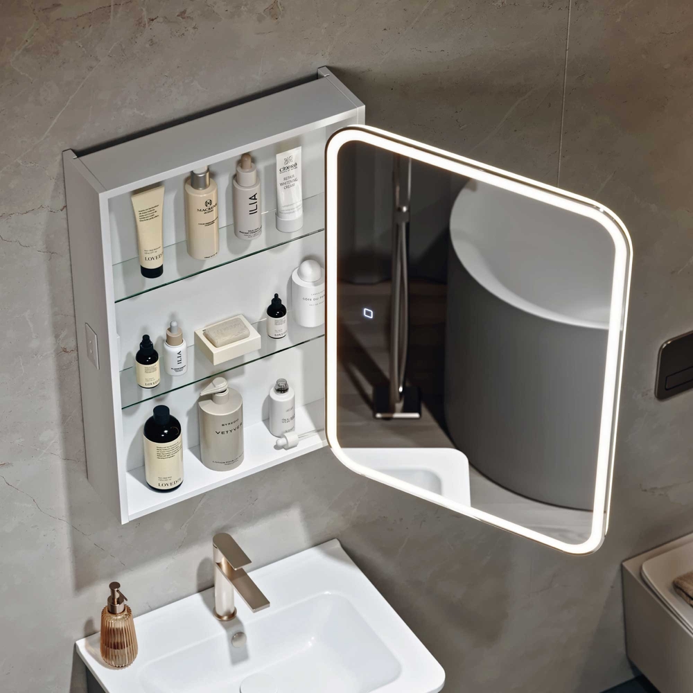 Шкаф зеркальный COSMETIC Light -50 белый Alavann 
