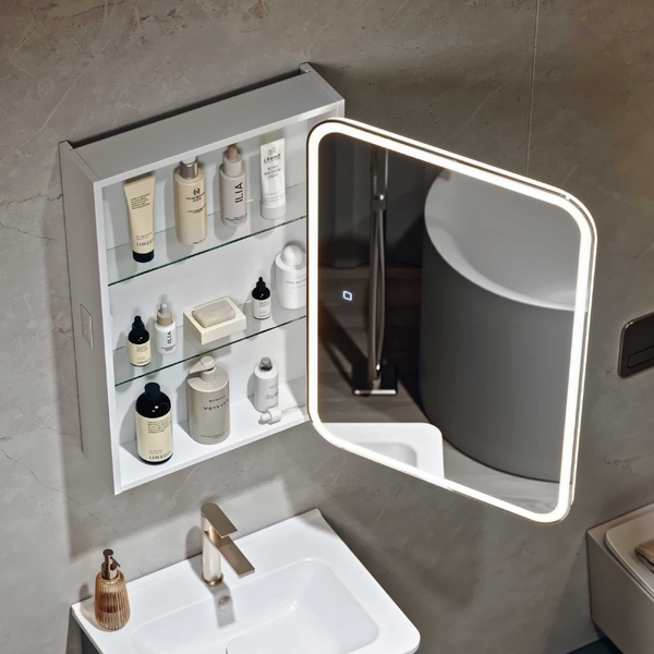 Шкаф зеркальный COSMETIC Light -50 белый Alavann 