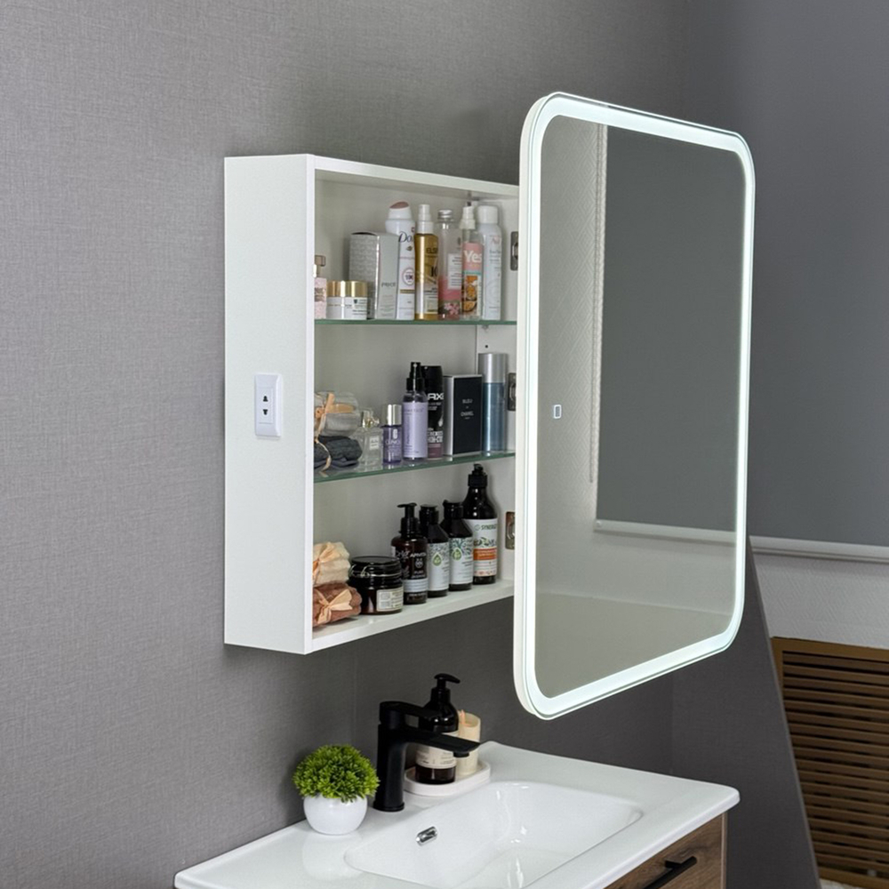 Шкаф зеркальный COSMETIC Light -70 белый Alavann 