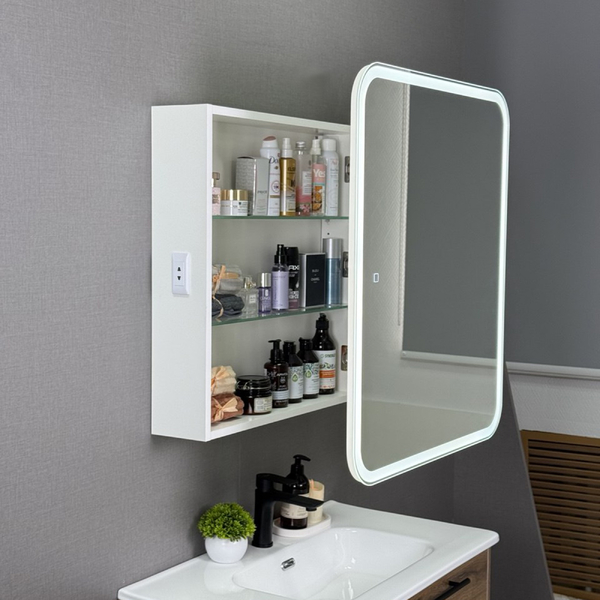 Шкаф зеркальный COSMETIC Light -70 белый Alavann 