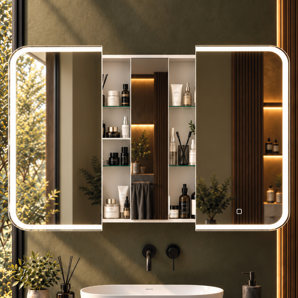 Шкаф зеркальный COSMETIC Light -100 белый Alavann 