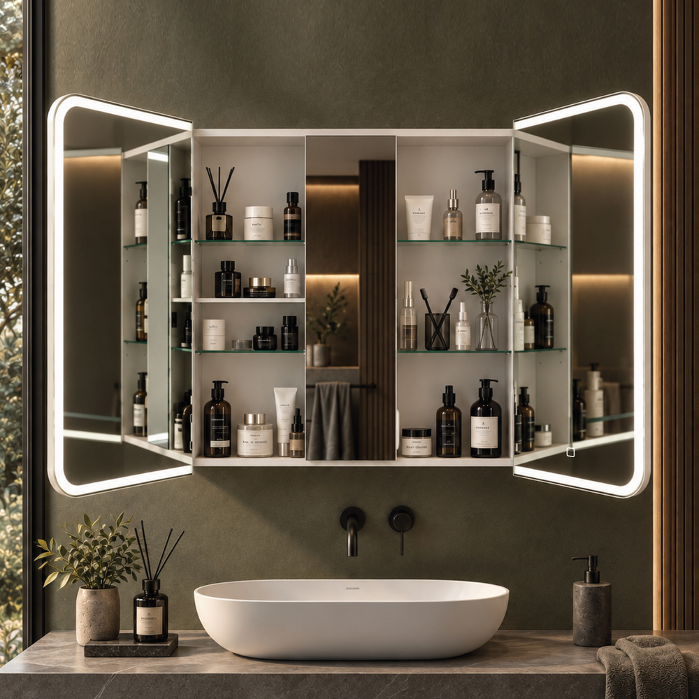 Шкаф зеркальный COSMETIC Light -100 белый Alavann 