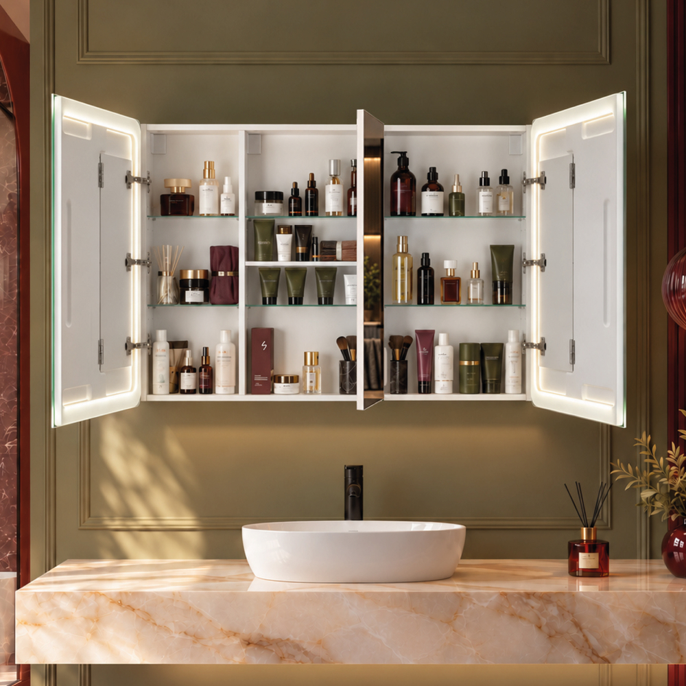 Шкаф зеркальный COSMETIC Light -120 белый Alavann 