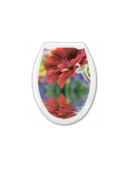 Сиденье д/унитаза жесткое ОКЕАН "Красная гербера"