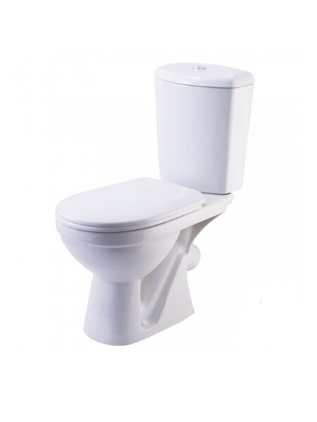 Унитаз-компакт Rosa "КОМФОРТ" ЛЮКС Белый, 2-х режимная арматура, Микролифт, антивсплеск, косой выпуск (г.Киров)