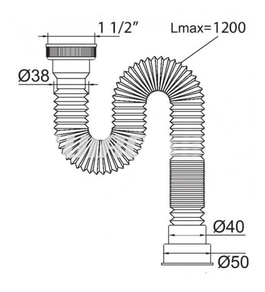 ВП 6254 Труба гибкая "МИНИ Элит" удлиненная (1 1/2" - 40/50), L1200 мм 