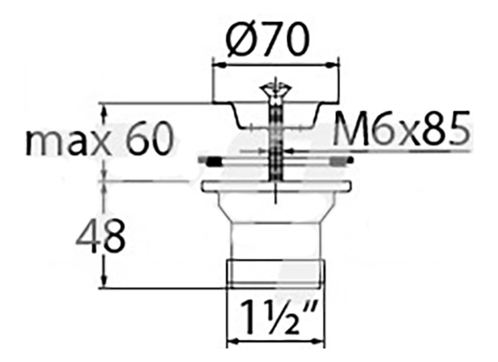 ВП 0641 Выпуск "Элит" с нержавеющей чашкой д. 70 мм (1 1/2")