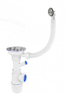 ВП 6177 Сифон"Элит"с нержчашкой д.112 мм,отв.для СМ и круг.перел.(керам.моек)(3 1/2 - 40 мм) 6151-112