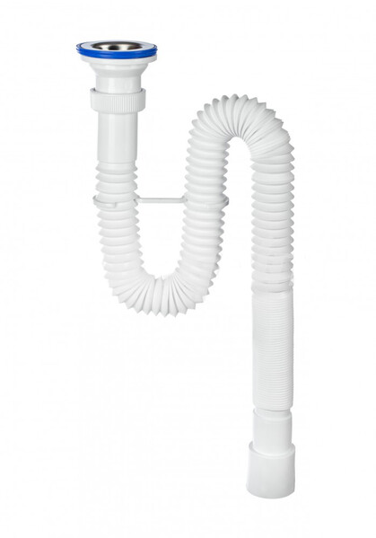 ВП 6343 Сифон гофрированный "МИНИ Элит" с нерж чашкой д.70, удлинённый (1 1/2"- 40/50)