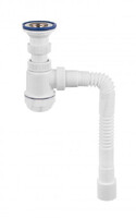 ВП 6780 Сифон "МИНИ Элит" с нерж чашкой д.63 и гибкой трубой ( 1 1/2"- 40/50)