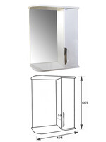 Зеркало-шкаф SANTREK HOME "Деко-55" (Белый) Правый 525х702х180
