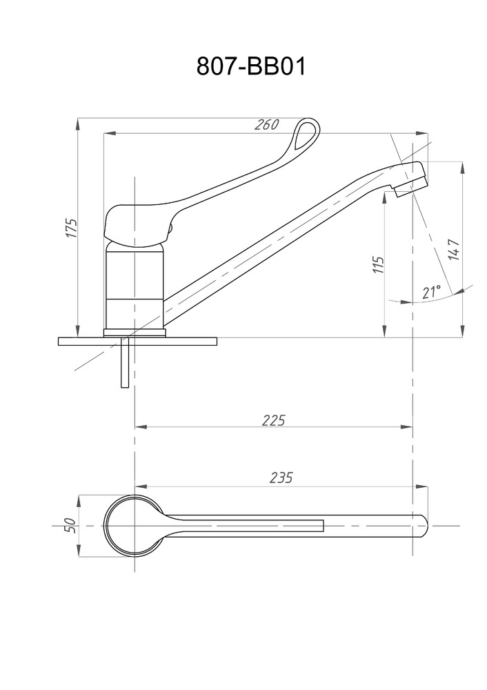 Смеситель локтевой FAUZT FZs-807-01 ХИРУРГИЧЕСКИЙ для раковины тип См-МОЦБА, См-УмОЦБА