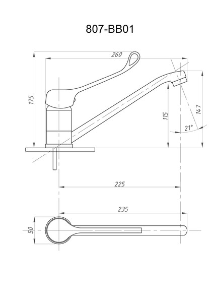 Смеситель локтевой FAUZT FZs-807-01 ХИРУРГИЧЕСКИЙ для раковины тип См-МОЦБА, См-УмОЦБА