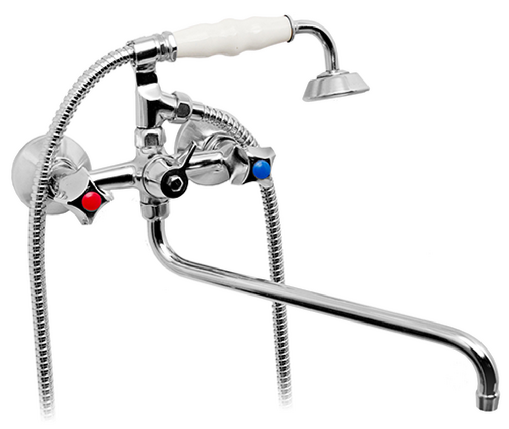 Смеситель Ванна Казань 1/2 м/к (КС 97071/97109) метал.мах.крест, отеч. исп., мет. шток