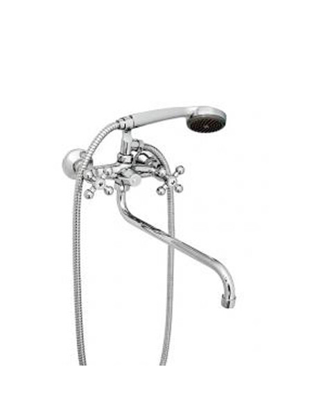 Смеситель Ванна Казань 1/2 рез (КС 87173/115004) метал. мах. Крест импор. исп., пласт лейка