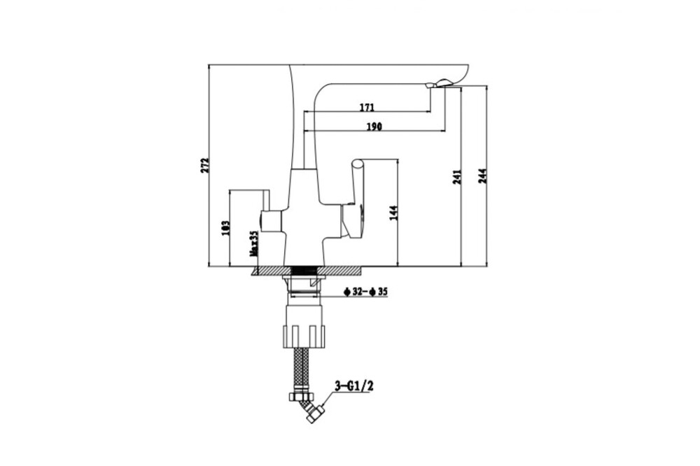 Смеситель Кухня EWIGSTEIN Г-обр. с краном пит.воды (иней) (32235151)