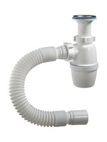 А-40028 Сифон бутылочный ОРИО 1 1/2" х 40 с литым выпуском, с гибкой трубой 40-40