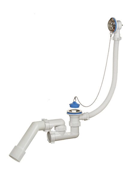 А-80087 Cифон для ванны (обвязка) ОРИО 1 1/2"х40, регулир, с перел., переход.труб. 45 град. 40-40/50