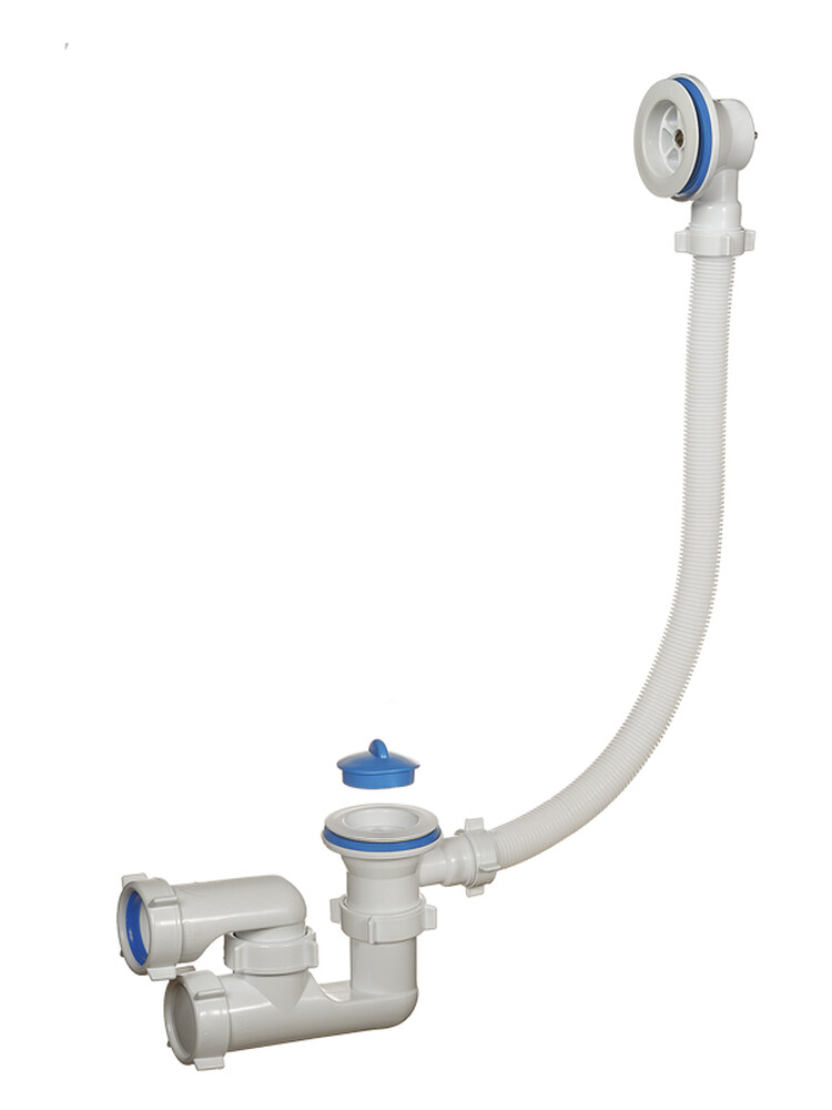 А-6008 Сифон для ванны (обвязка) ОРИО 1 1/2"х40, регулир., с пластик. решеткой D=70 мм, с переливом