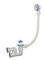 А-6008 Сифон для ванны (обвязка) ОРИО 1 1/2"х40, регулир., с пластик. решеткой D=70 мм, с переливом