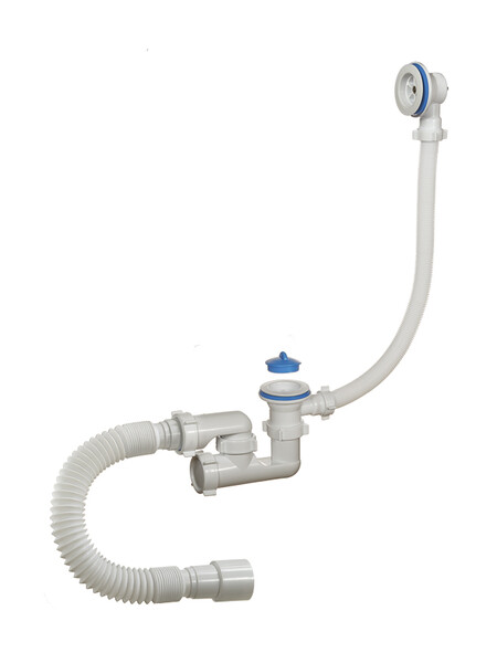 А-60089 Сифон для ванны (обвязка) ОРИО 1 1/2"х40, регул, пл.реш D=70 мм,перелив.и гиб.труб.40-40/50