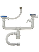 А-50092 Сифон двойной бут.ОРИО 3 1/2" х 40, с кр.пер.для ГРАНИТНОЙ мойки, отвод.,с гибк труб40-40/50