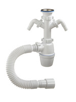 А-40069 Сифон бутылочный ОРИО 1 1/2" х 40 с двумя отводами и гибкой трубой 40-40/50