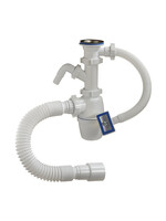 А-4010 Сифон бутылочный ОРИО 1 1/2" х 40 с переливом, с одним отводом с/м, гибкой трубой 40-40/50