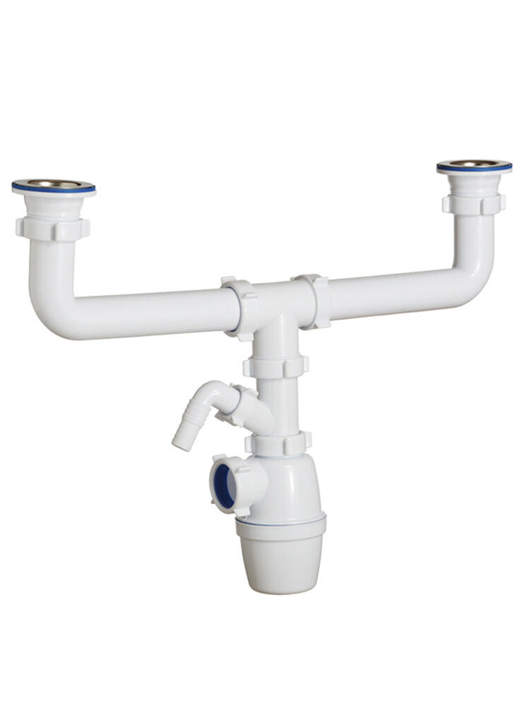 К-4059 Сифон двойной бутылочный одноуровневый ОРИО 1 1/2" х 40, с одним отводом