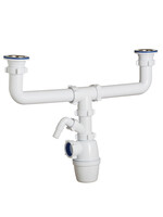 К-4059 Сифон двойной бутылочный одноуровневый ОРИО 1 1/2" х 40, с одним отводом