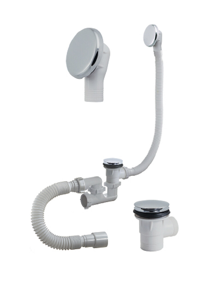 А-26089 Cифон для ванны (обвязка) ОРИО 1 1/2"х40, регул,"КЛИК-КЛАК", с метал перел и гиб тр 40-40/50