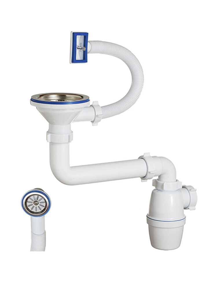 К-4007 Сифон бутылочный ОРИО 3 1/2" х 40, с универс. переливом, с смещенным сливом