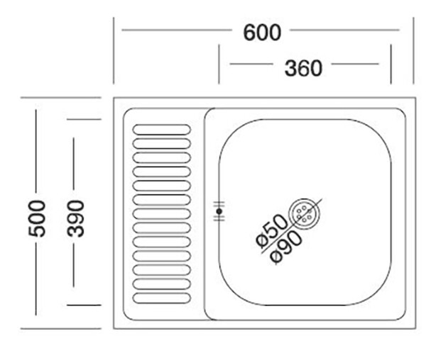 Мойка нерж 60*50 т.0,4 левая Турция