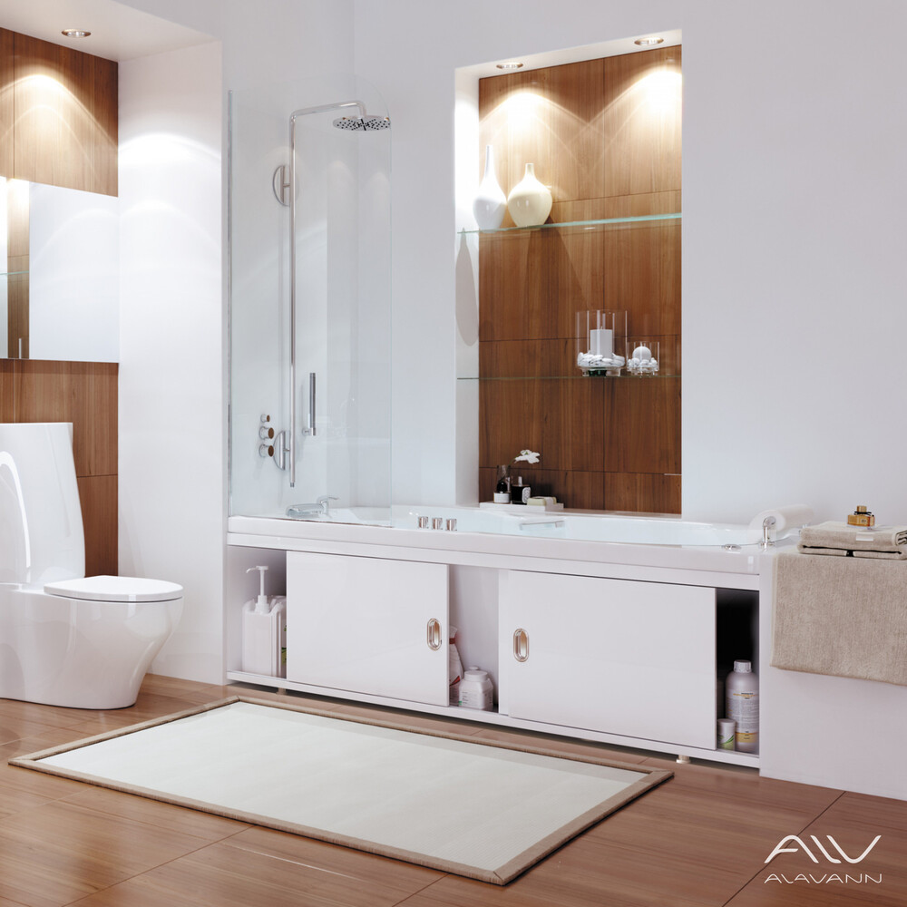 Экран под ванну 1,7 м купе МДФ Still (каркас из алюминия) белый Alavann