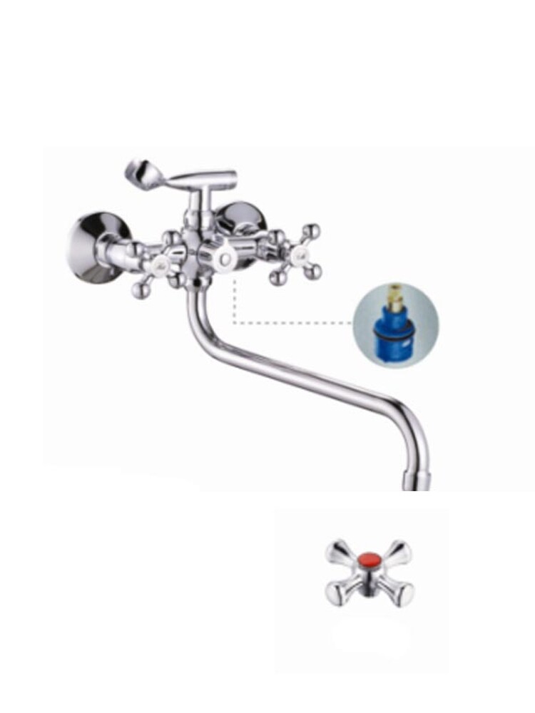 Смеситель Ванна Lemen 1/2 м/к Крест карт. перекл. душа (LD 2765)