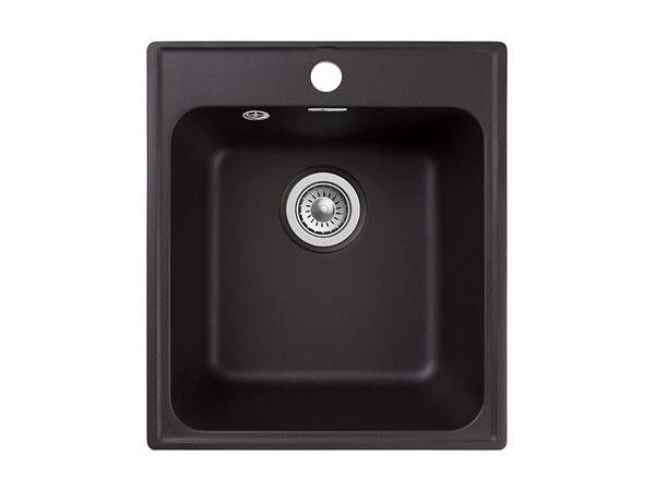 Мойка для кухни GranFest QUARZ GF-QUARZ 17 СТАНДАРТ 1 чаша 420*480 мм без сифона (17 черный)