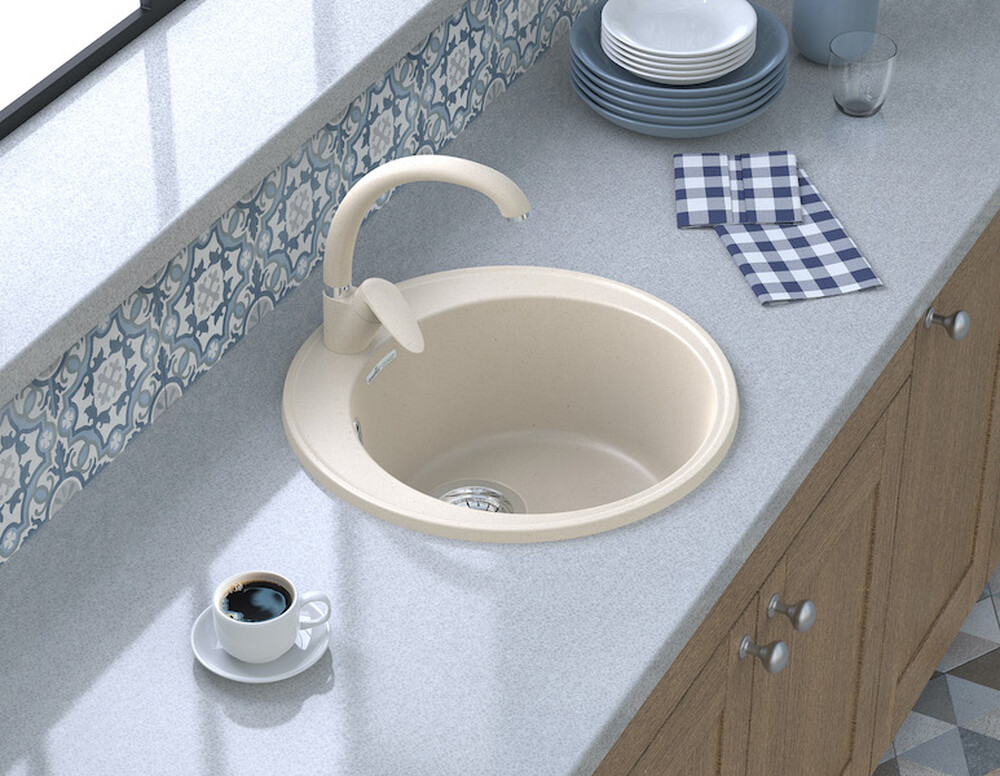 Мойка для кухни GranFest QUARZ GF-QUARZ 08 РОНДО D=480 мм без сифона (08 белый)