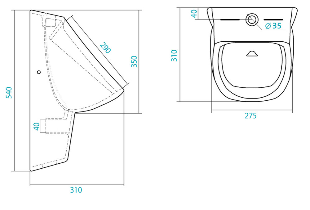 Писсуар "Гала" с креплением БЕЗ СИФОНА 1WH301774
