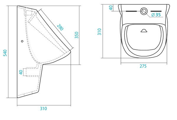 Писсуар "Гала" с креплением БЕЗ СИФОНА 1WH301774