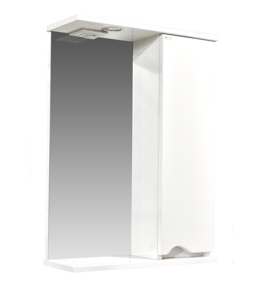 Зеркало-шкаф SANTREK HOME "Bello-C 50" (Белый глянец) с подсветкой Правый 500х728х190