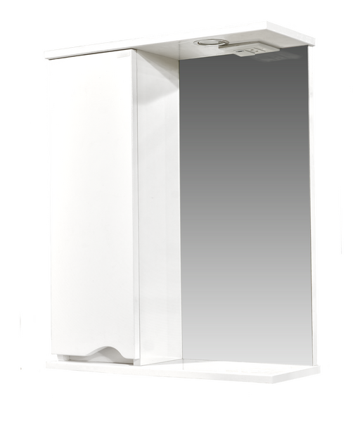 Зеркало-шкаф SANTREK HOME "Bello-C 60" (Белый глянец) с подсветкой Левый 600х700х190