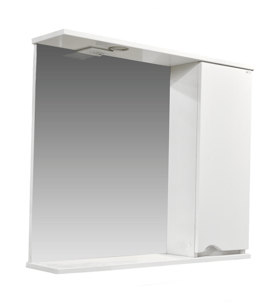 Зеркало-шкаф SANTREK HOME "Bello-C 80" (Белый глянец) с подсветкой Правый 800х700х190*