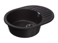 Мойка для кухни GranFest QUARZ GF-QUARZ 58 РОНДО чаша+крыло 620*480 мм без сифона (58 черный)