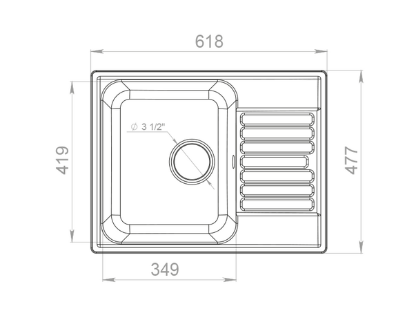 Мойка для кухни GranFest QUARZ GF-QUARZ 13 СТАНДАРТ 1 чаша без сифона (13 серый)