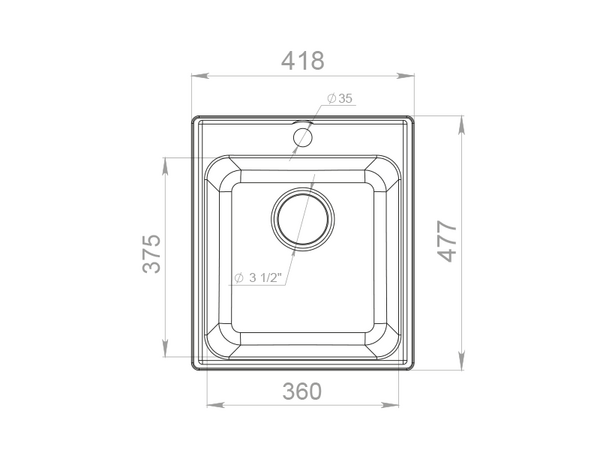 Мойка для кухни GranFest QUARZ GF-QUARZ 17 СТАНДАРТ 1 чаша 420*480 мм без сифона (17 песочный)