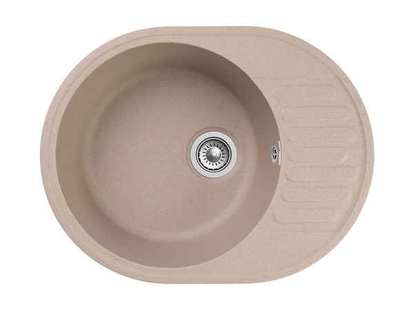 Мойка для кухни GranFest QUARZ GF-QUARZ 58 РОНДО чаша+крыло 620*480 мм без сифона (58 песочный)