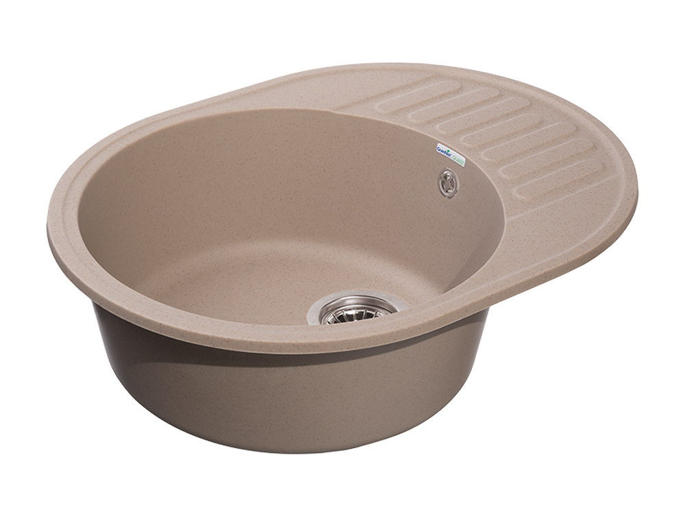 Мойка для кухни GranFest QUARZ GF-QUARZ 58 РОНДО чаша+крыло 620*480 мм без сифона (58 песочный)