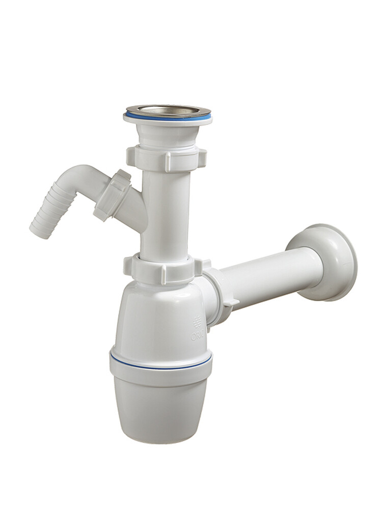 В-40059 Сифон бутылочный ОРИО 1 1/2" х 40, с одним отводом с/м, прямой трубой 40-40 (200мм) ***