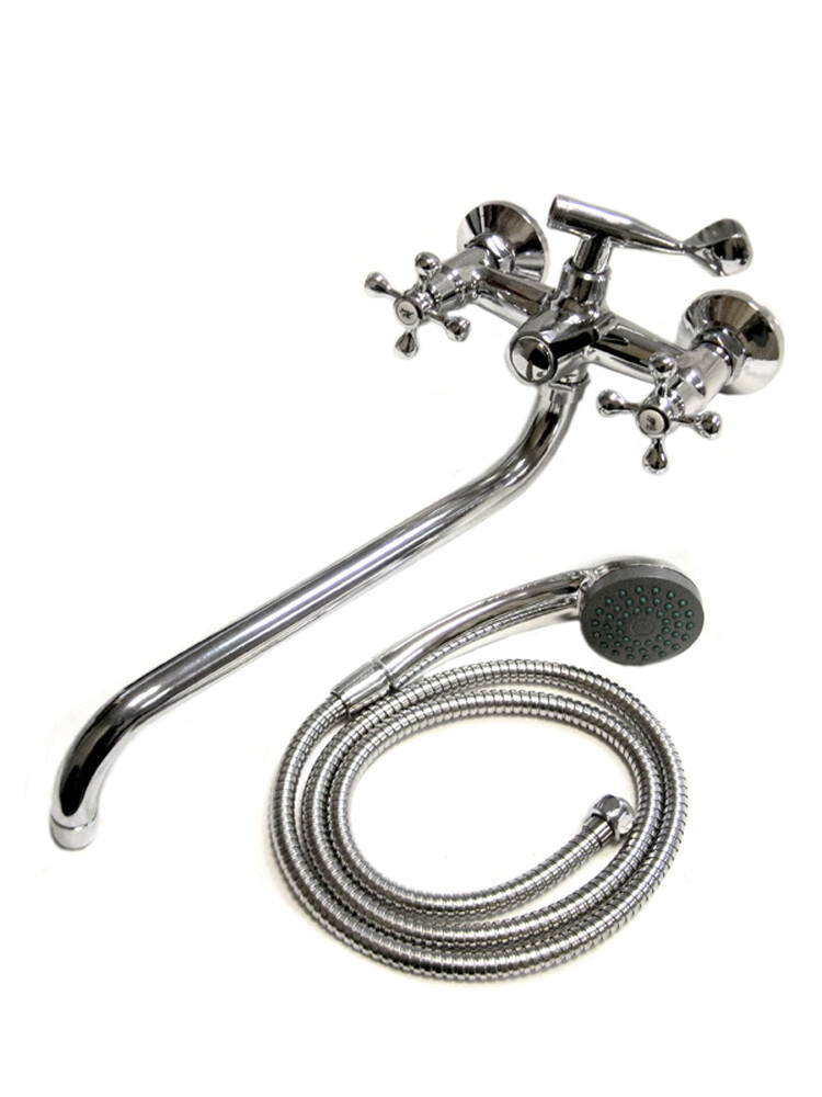 Смеситель Ванна DIABLO (рег.№377092) LUX-K12 1/2 м/к толстый нос, перекл. кран букса (400-R) Крест