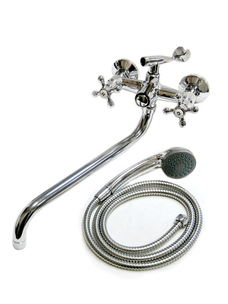 Смеситель Ванна DIABLO (рег.№377092) LUX-K13 1/2 м/к толст нос, перекл. кр букса(400-R) Крест Капля 